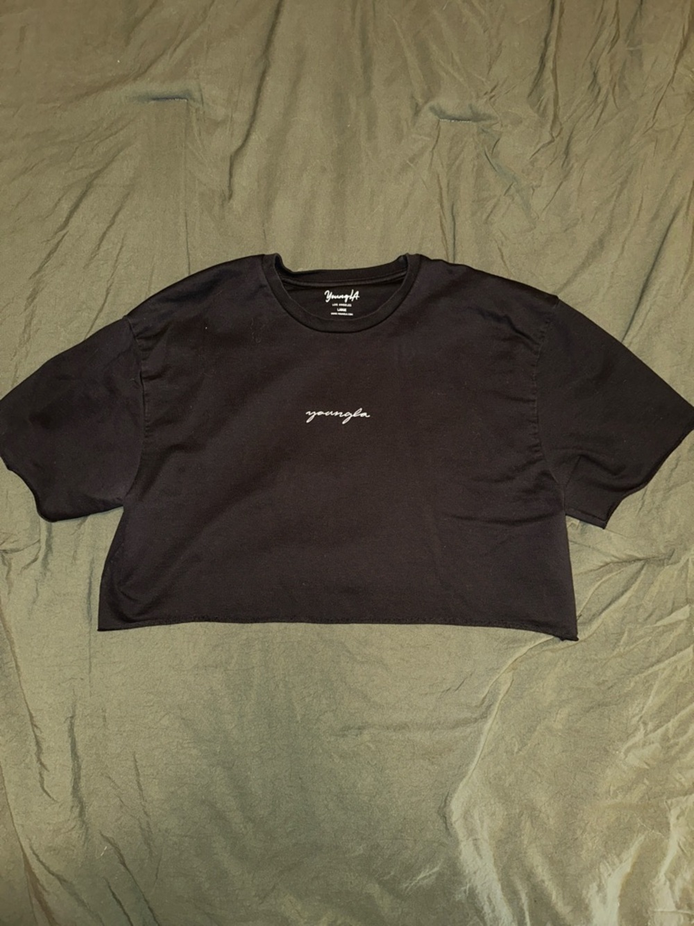 YoungLA Black Cropped Logo Tee